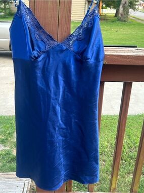 Secret Treasures Royal Blue Satin Lace Slip